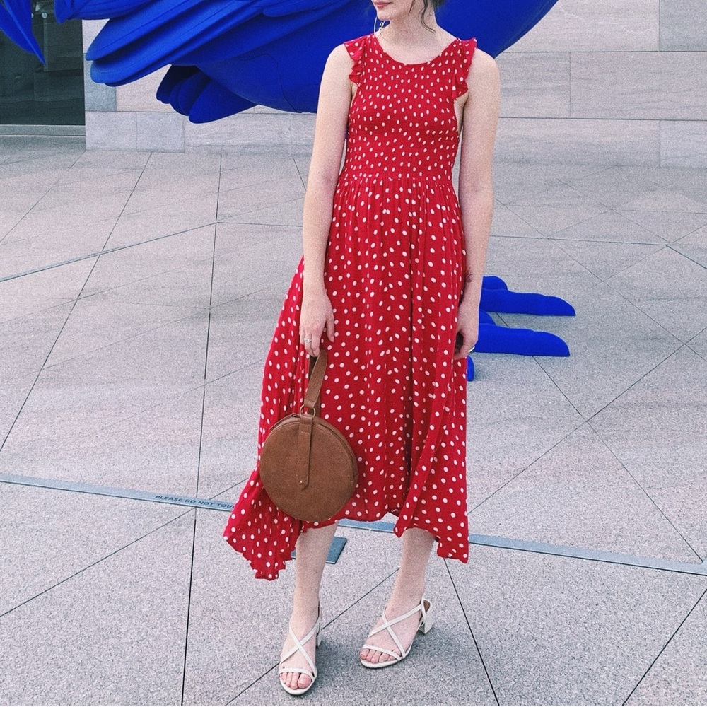 Free People Chambray Polka Dot Dress